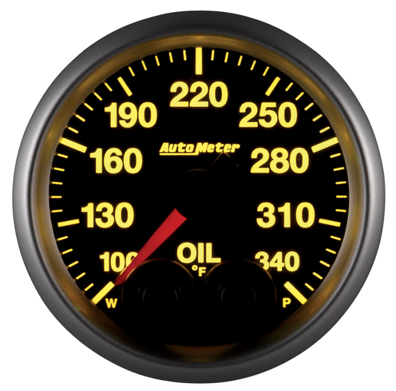Autometer Elite 52mm 100-340 Deg F Oil Temp Peak & Warn w/ Electronic Control Gauge - Burkken Auto Parts