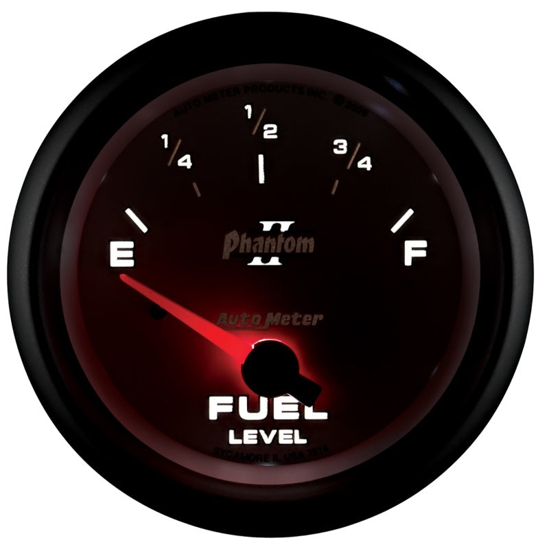 AutoMeter Gauge Fuel Level 2-5/8in. 240 Ohm(e) to 33 Ohm(f) Elec Phantom II - Burkken Auto Parts