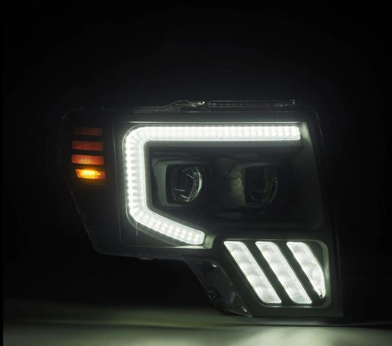 AlphaRex 09-14 Ford F-150 PRO-Series Projector Headlights Plank Style Black w/Activ Light/Seq Signal - Burkken Auto Parts