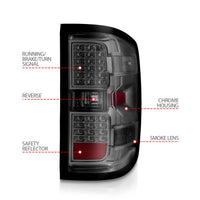 ANZO 15-19 Chevy Silverado 2500HD/3500HD (Factory Halogen Only) LED Tail Lights Smoke w/Clear Lens - Burkken Auto Parts