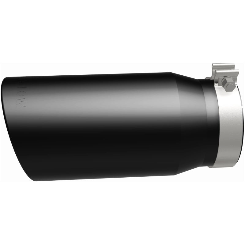 MagnaFlow Tip Stainless Black Coated Single Wall Round Single Outlet 6in Dia 5in Inlet 13in L - Burkken Auto Parts