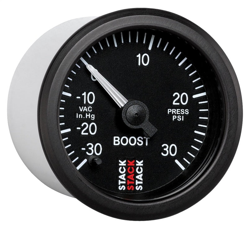 Autometer Stack 52mm -30INHG to +30 PSI (Incl T-Fitting) Pro Stepper Motor Boost Press Gauge - Black - Burkken Auto Parts