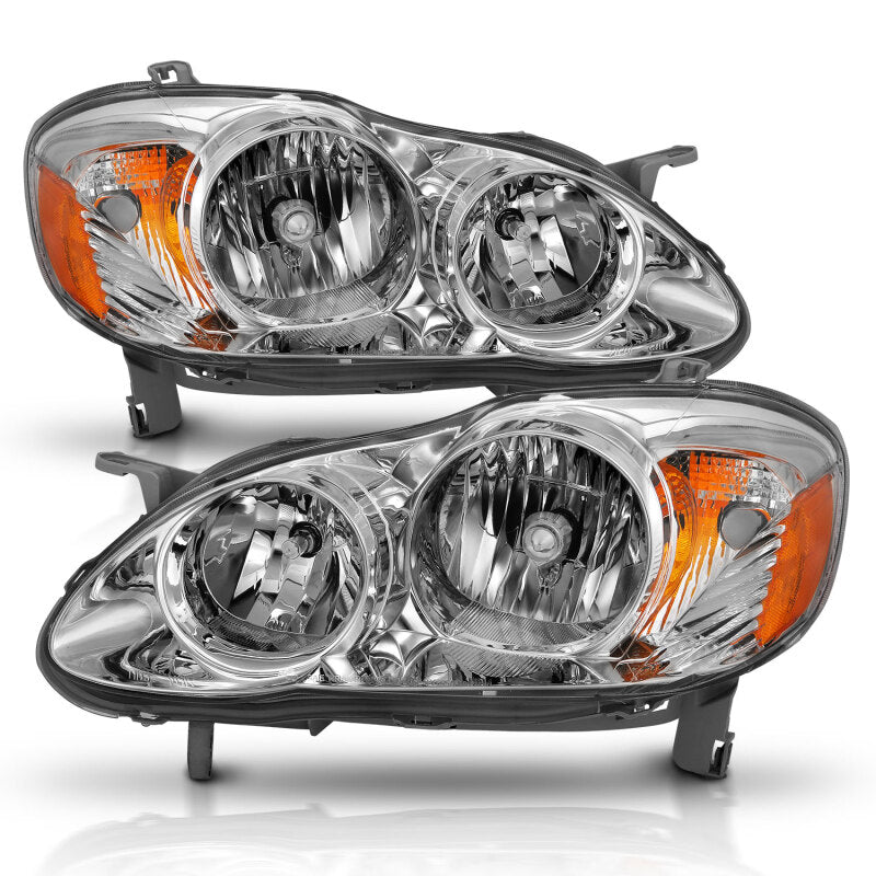 ANZO 2005-2008 Toyota Corolla Crystal Headlight Chrome Amber - Burkken Auto Parts