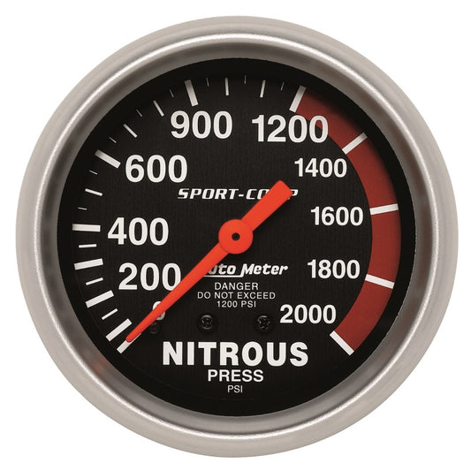 Autometer 2-5/8in 0-2000 PSI Mechanical Nitrous Pressure Sport-Comp Gauge - Burkken Auto Parts