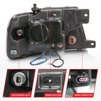 ANZO 2004-2008 Ford F-150 Projector Headlights w/ Halo and LED Black G2 - Burkken Auto Parts