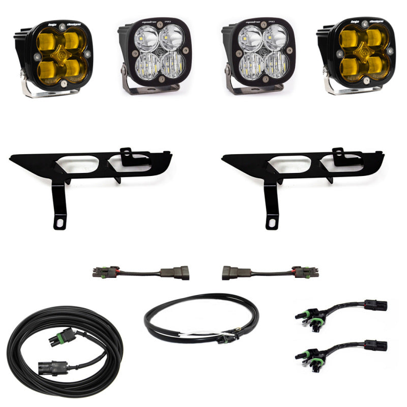 Baja Designs 2021+ Ford F150 Fog Pocket Kit SAE Amber Squadron Sport DC with Upfitter - Burkken Auto Parts