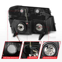 ANZO 04-12 GM Colorado/Canyon/I-Series Crystal Headlights - w/ Light Bar Black Housing 4pcs - Burkken Auto Parts
