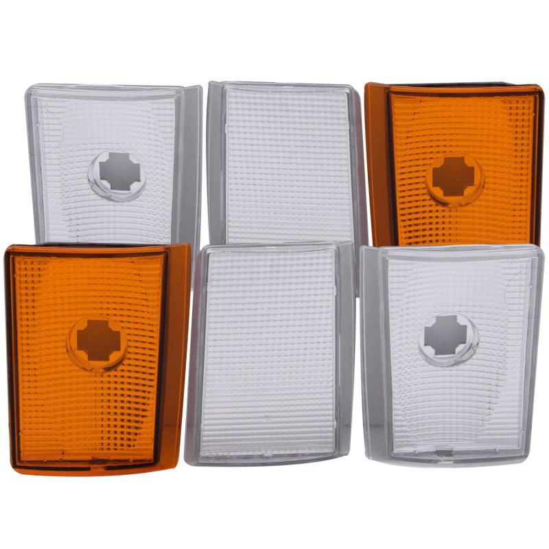 ANZO Corner Lights 1988-1993 Chevrolet C1500 Euro Corner Lights 4 Crystal Chrome / 2 Crystal Amber - Burkken Auto Parts