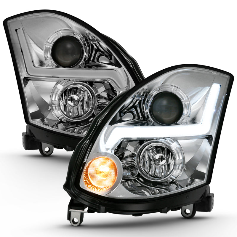 ANZO 2003-2007 Infiniti G35 Projector Headlight Plank Style Black (HID Compatible, No HID Kit ) - Burkken Auto Parts