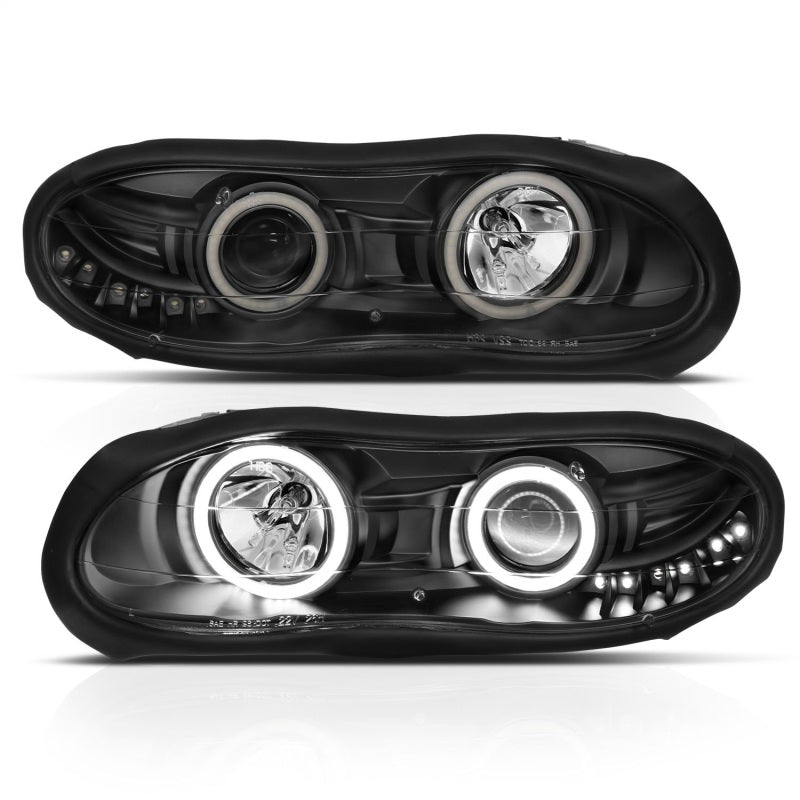 ANZO 1998-2002 Chevrolet Camaro Projector Headlights w/ Halo Black - Burkken Auto Parts