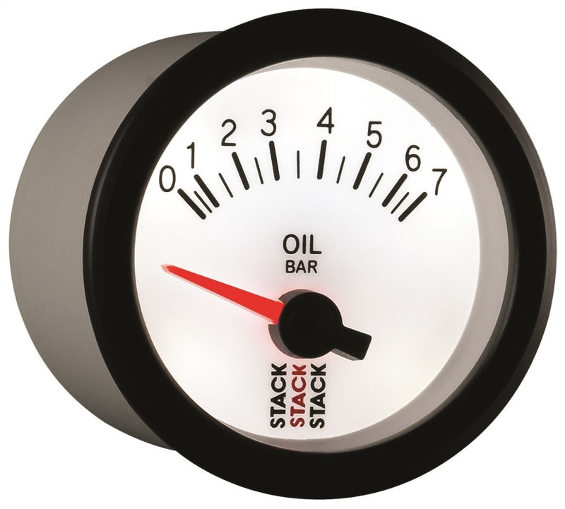 Autometer Stack 52mm 0-7 Bar M10 Male Electric Oil Pressure Gauge - White - Burkken Auto Parts