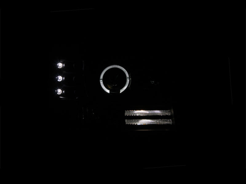 ANZO 1992-1996 Ford F-150 Projector Headlights w/ Halo Black w/ Side Markers and Parking Lights - Burkken Auto Parts