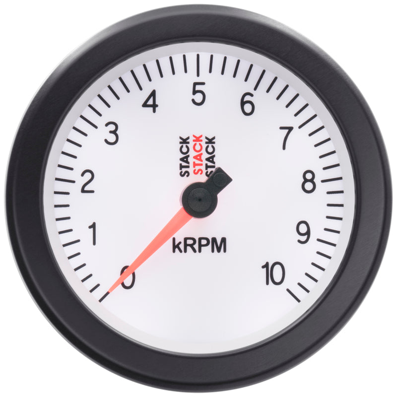 Autometer Stack Sport 88mm 0-10K RPM Tachometer - White - Burkken Auto Parts