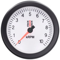 Autometer Stack Sport 88mm 0-10K RPM Tachometer - White - Burkken Auto Parts