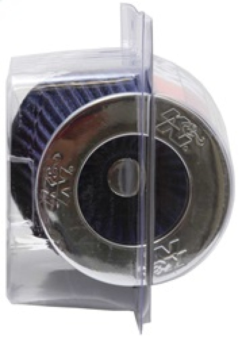 K&N Universal Air Filter Chrome Round Tapered Blue - 4in Flange ID x 1.125in Flange Length x 5.5in H - Burkken Auto Parts