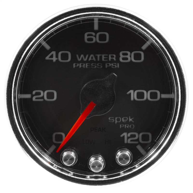 Autometer Spek-Pro Gauge Water Press 2 1/16in 120psi Stepper Motor W/Peak & Warn Blk/Chrm - Burkken Auto Parts
