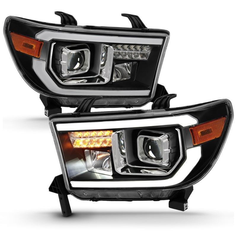 ANZO 2007-2014 Toyota Tundra Projector Light Bar H.L Black Amber(Led High Beam) (Halogen Version) - Burkken Auto Parts