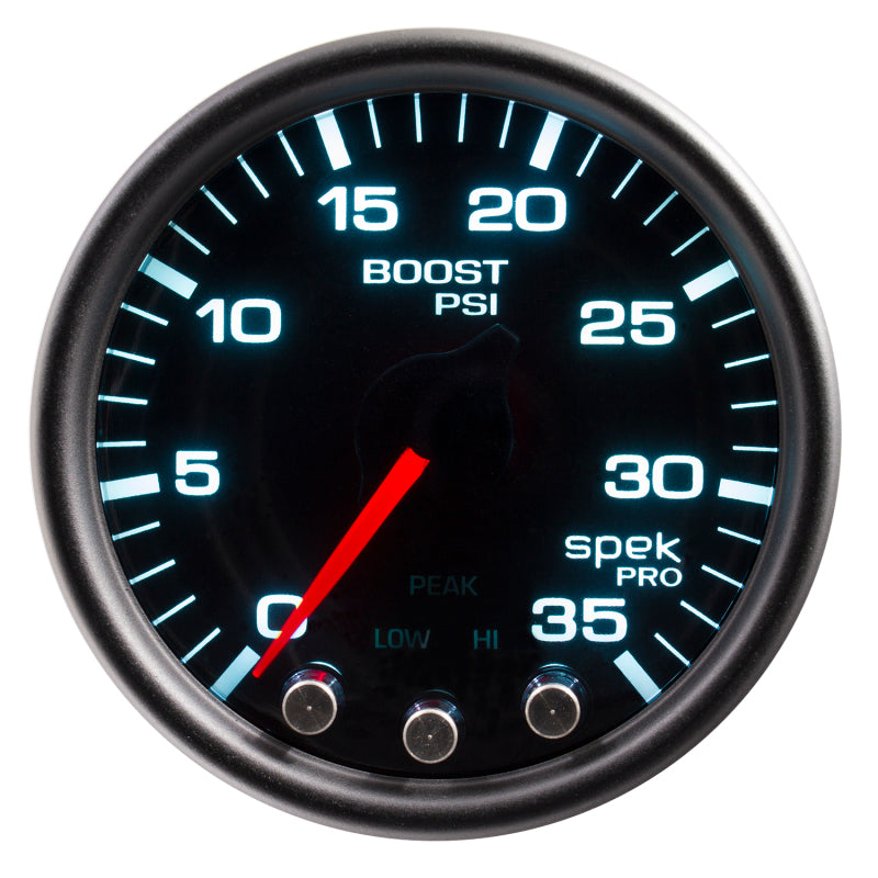 Autometer Spek-Pro Gauge Boost 2 1/16in 35psi Stepper Motor W/Peak & Warn Blacksmoke//Black - Burkken Auto Parts