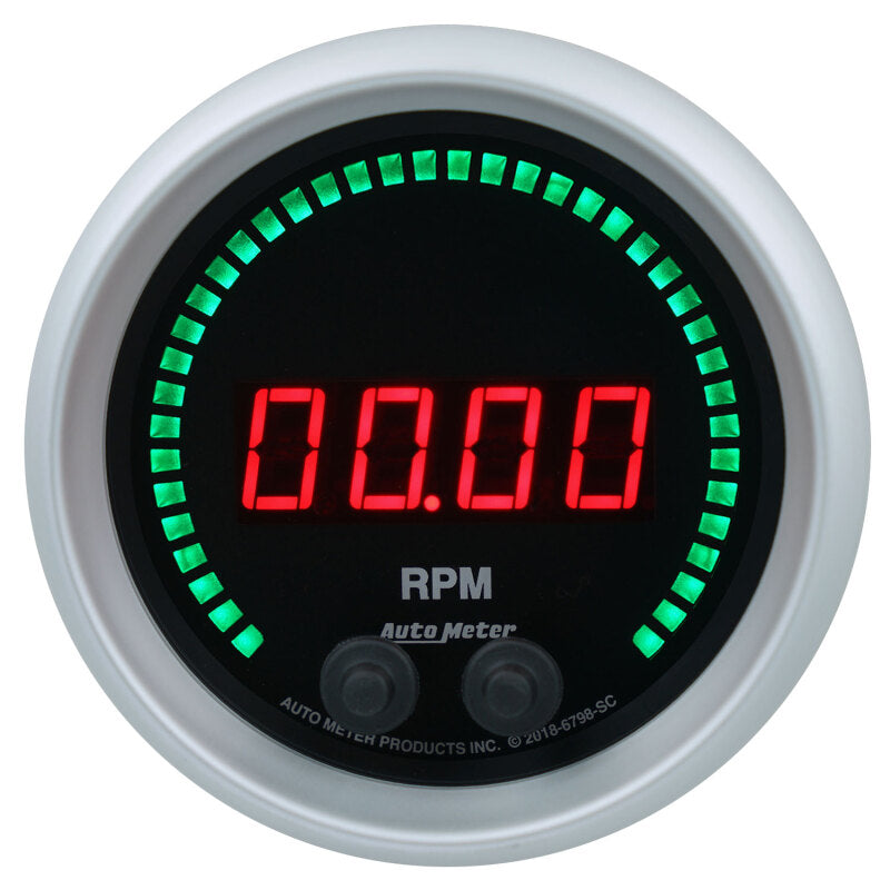 Autometer 85.7mm Black 0-16K RPM Tachometer Sport-Comp Elite Digital Gauge - Burkken Auto Parts