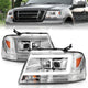 ANZO 2004-2008 Ford  F-150 Projector Headlights w/ Light Bar Chrome Housing - Burkken Auto Parts