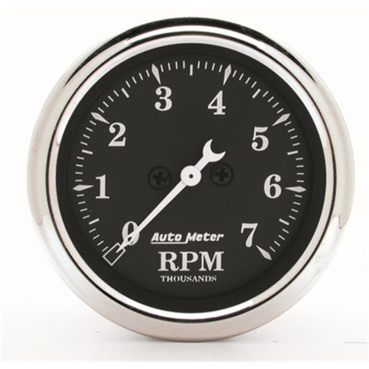 AutoMeter Gauge Tachometer 2-1/16in. 7K RPM In-Dash Old Tyme Black - Burkken Auto Parts