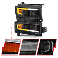 ANZO 19-22 Chevrolet Silverado 1500 LED Proj HL w/Lgt Bar SwBk Seq. Blk w/In. Light - Passenger Side - Burkken Auto Parts