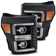AlphaRex 11-16 Ford F-250 SD PRO-Series Projector Headlights Plank Style Design Black w/Seq Signal - Burkken Auto Parts