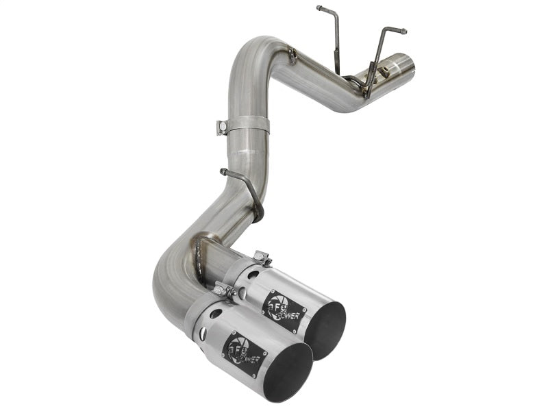 aFe Victory Series 4in 409-SS DPF-Back Exhaust w/ Dual Polished Tips 2017 GM Duramax V8-6.6L(td) L5P - Burkken Auto Parts