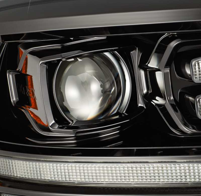 AlphaRex 09-18 Dodge Ram 2500HD LUXX LED Proj Headlights Plank Style Black w/Seq Signal/Smoked DRL - Burkken Auto Parts