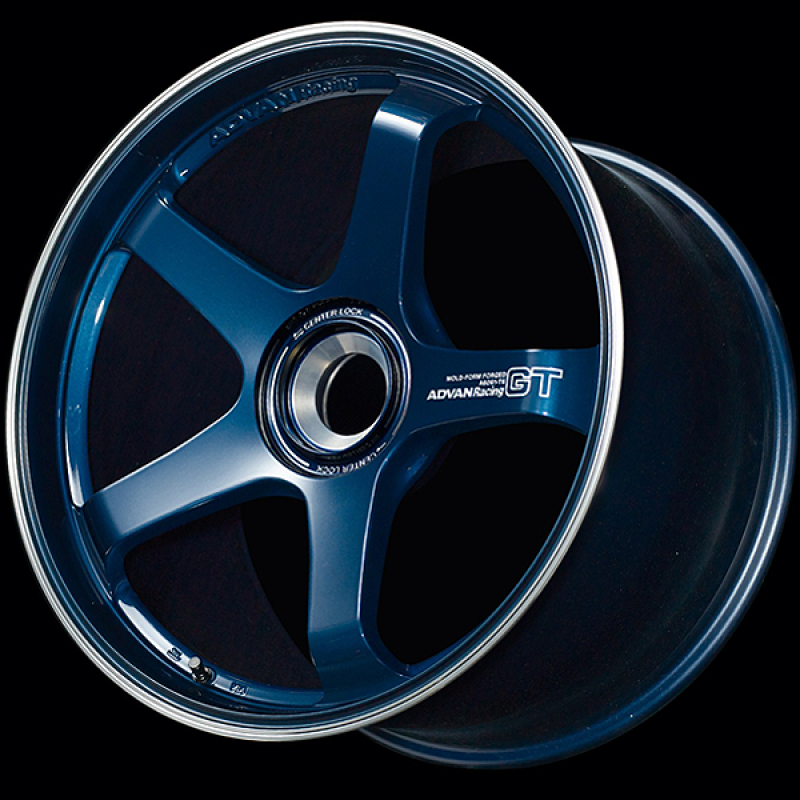 Advan GT for Porsche 21x11.0 / +60 Offset / 5x130 / 71.8mm Bore / Racing Titanium Blue and Ring - Burkken Auto Parts
