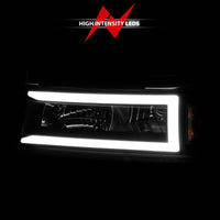 ANZO 04-12 GM Colorado/Canyon/I-Series Crystal Headlights - w/ Light Bar Black Housing 4pcs - Burkken Auto Parts