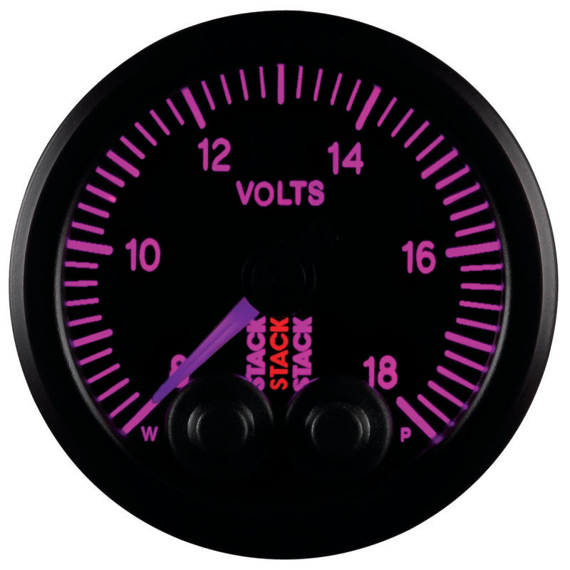 Autometer Stack 52mm 8-18V Pro-Control Battery Voltage Gauge -Black - Burkken Auto Parts