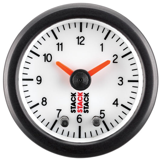 Autometer Stack Analog Clock Gauge - White - Burkken Auto Parts