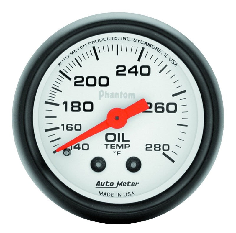 Autometer Phantom 52mm 140-280 Deg F Mechanical Oil Temperature Gauge - Burkken Auto Parts