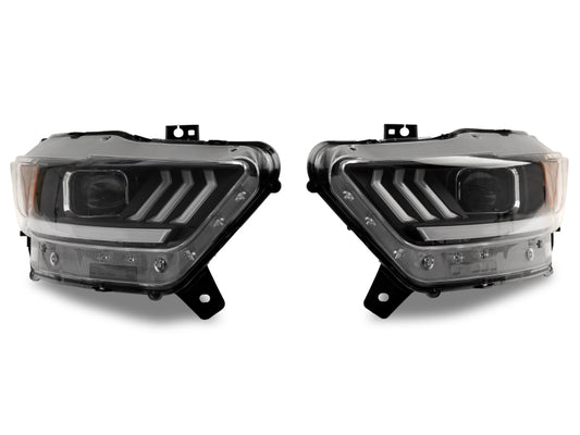 Raxiom 15-17 Ford Mustang GT350 GT500 LED Projector Headlights- Black Housing (Clear Lens)