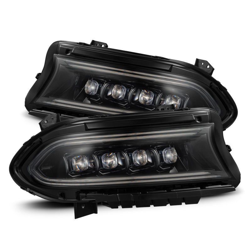 AlphaRex 15-23 Dodge Charger NOVA LED Proj Headlights Alpha-Blk w/Actv Light & Seq.Sig / SB DRL - Burkken Auto Parts