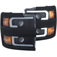 ANZO Projector Headlights 15-17 Chevrolet Silverado 2500HD / 3500HD Black w/ Black Rim - Burkken Auto Parts