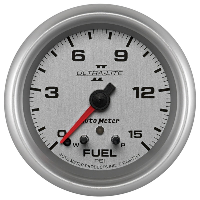 AutoMeter Gauge Fuel Press 2-5/8in. 15PSI Stepper Motor W/ Peak & Warn Ultra-Lite II - Burkken Auto Parts