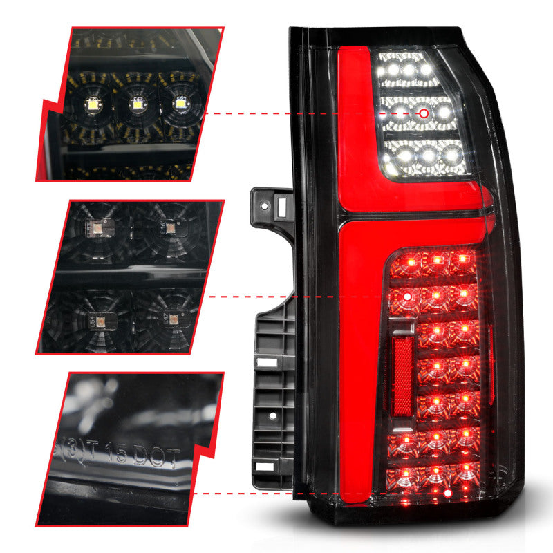ANZO 15-20 Chevrolet Tahoe Sequential LED Tube Taillights Black - Burkken Auto Parts