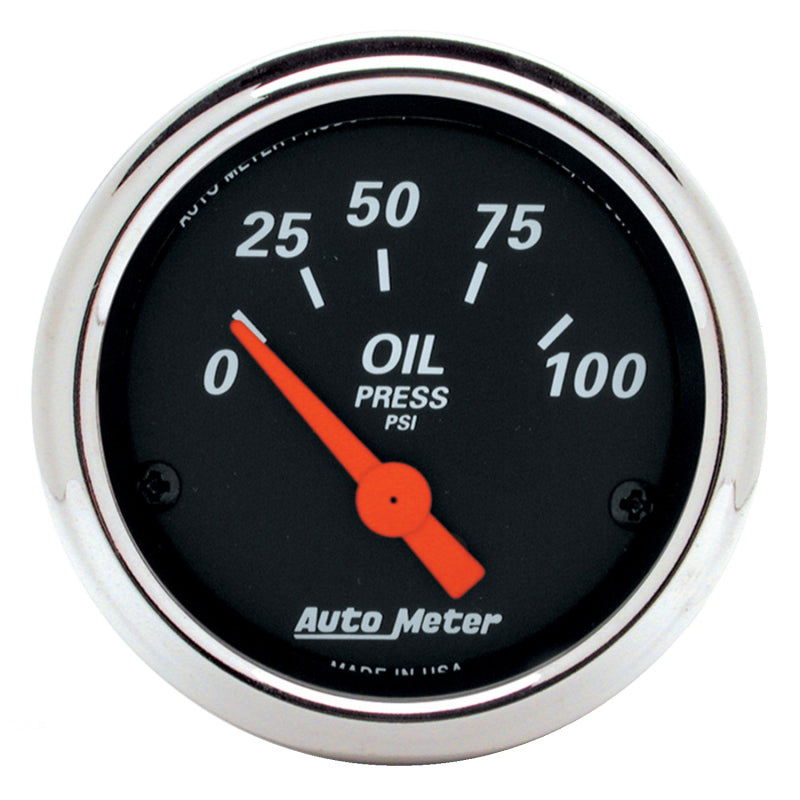 Autometer Designer Black 2 1/16in 100 PSI Electronic Oil Pressure Gauge - Burkken Auto Parts