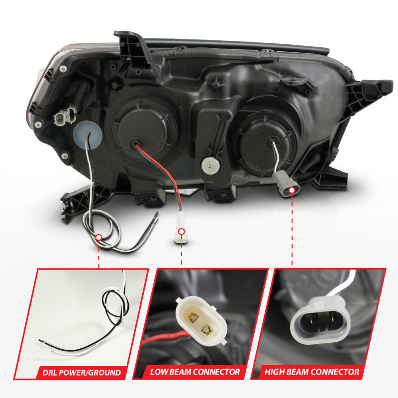 ANZO 10-13 Toyota 4Runner Projector Headlights - Black - Burkken Auto Parts