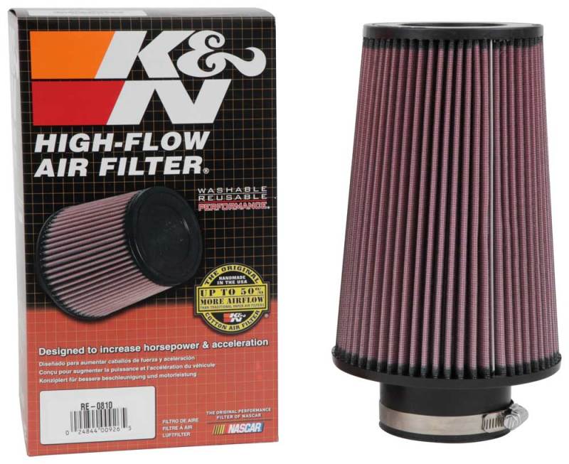 K&N Universal Rubber Filter 3inch FLG / 6inch OD-B / 4-5/8inch OD-T / 9inch L - Burkken Auto Parts