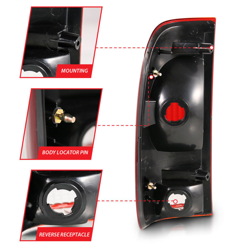 ANZO 1997-2003 Ford F-150 Taillight Red/Clear Lens (OE Replacement) - Burkken Auto Parts