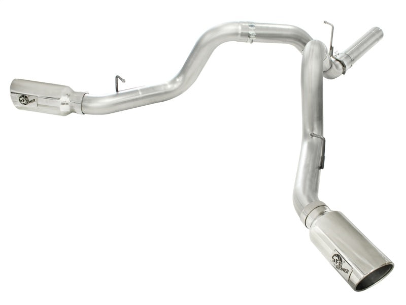 aFe MACHForce XP Exhaust Aluminized Dual Split DPF Back 11-15 GM Diesel Truck V8-6.6L (td) (pol tip) - Burkken Auto Parts