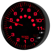 Autometer Spek-Pro Gauge Tachometer 5in 11K Rpm W/Shift Light & Peak Mem Black/Black - Burkken Auto Parts