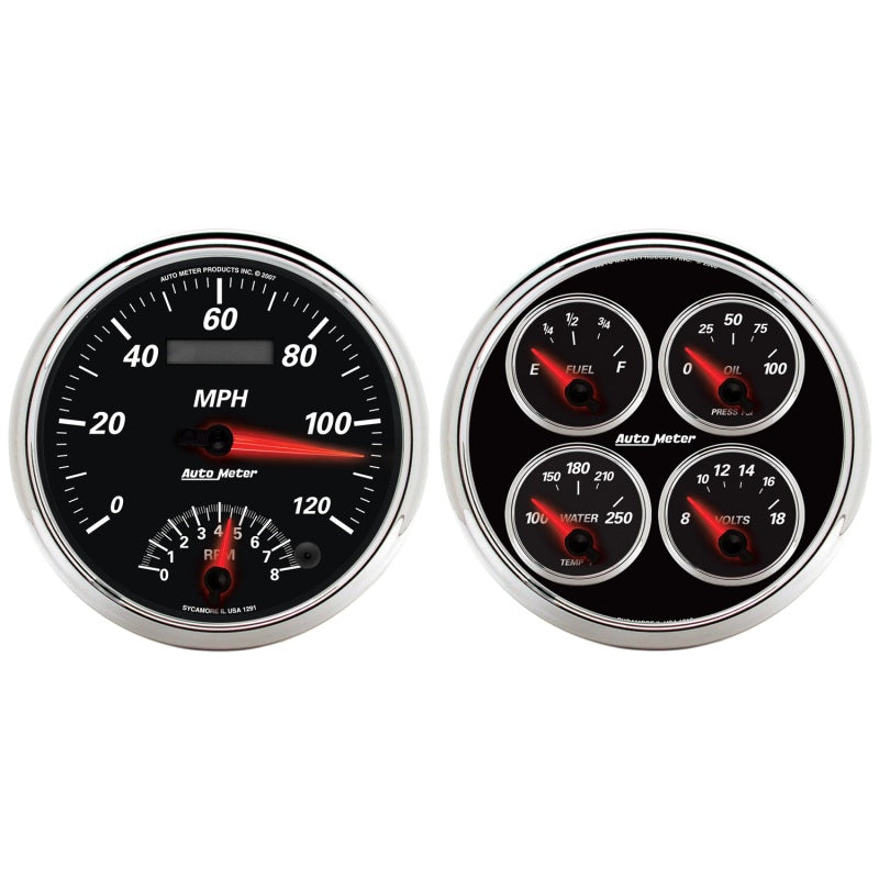 Autometer 5inch Kit Box - Tach Speedo Combo / Oil Pressure / Water Temp / Volt / Fuel Level - Burkken Auto Parts