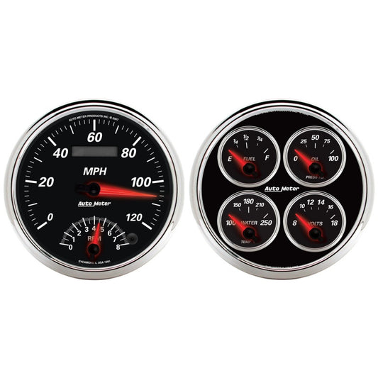 Autometer 5inch Kit Box - Tach Speedo Combo / Oil Pressure / Water Temp / Volt / Fuel Level - Burkken Auto Parts