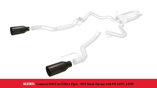 Corsa 2017-2020 Ford F-150 Raptor 3in Inlet / 5in Outlet Black Cerakote Tip Kit (For Corsa Exh Only) - Burkken Auto Parts