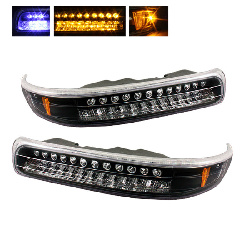 xTune Chevy Silverado 99-02 LED Amber Bumper Lights Black CBL-CS99-LED-BK - Burkken Auto Parts