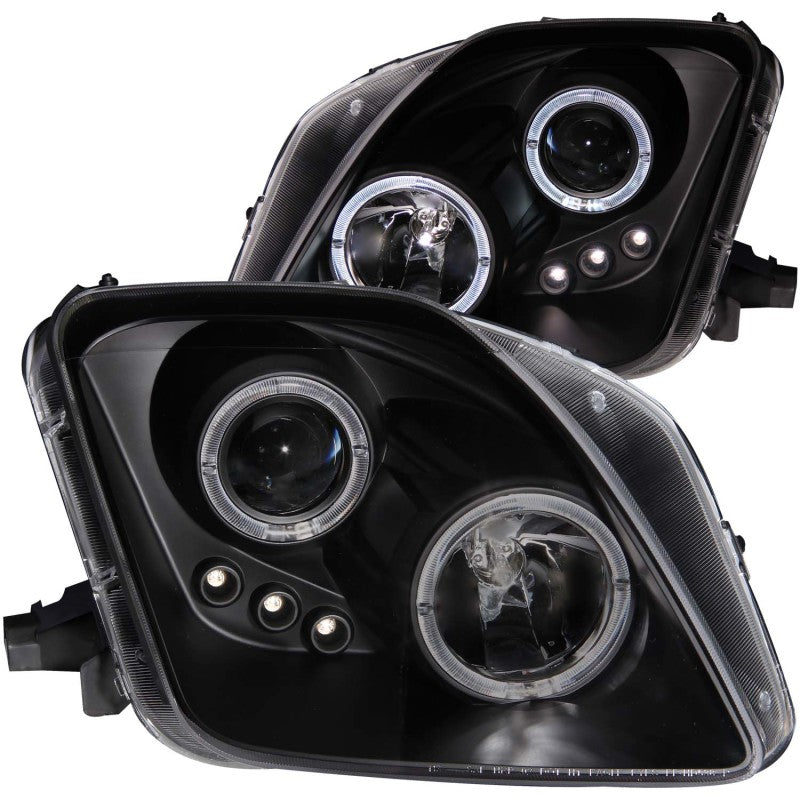 ANZO 1997-2001 Honda Prelude Projector Headlights w/ Halo Black w/ LED - Burkken Auto Parts